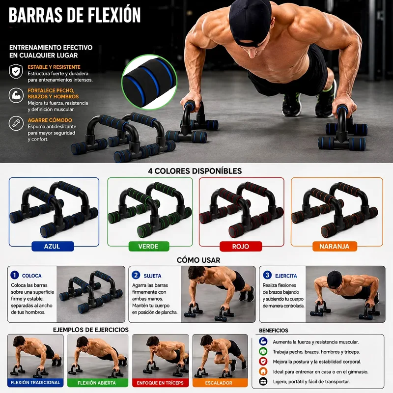 Barras para flexiones con un hombre entrenando