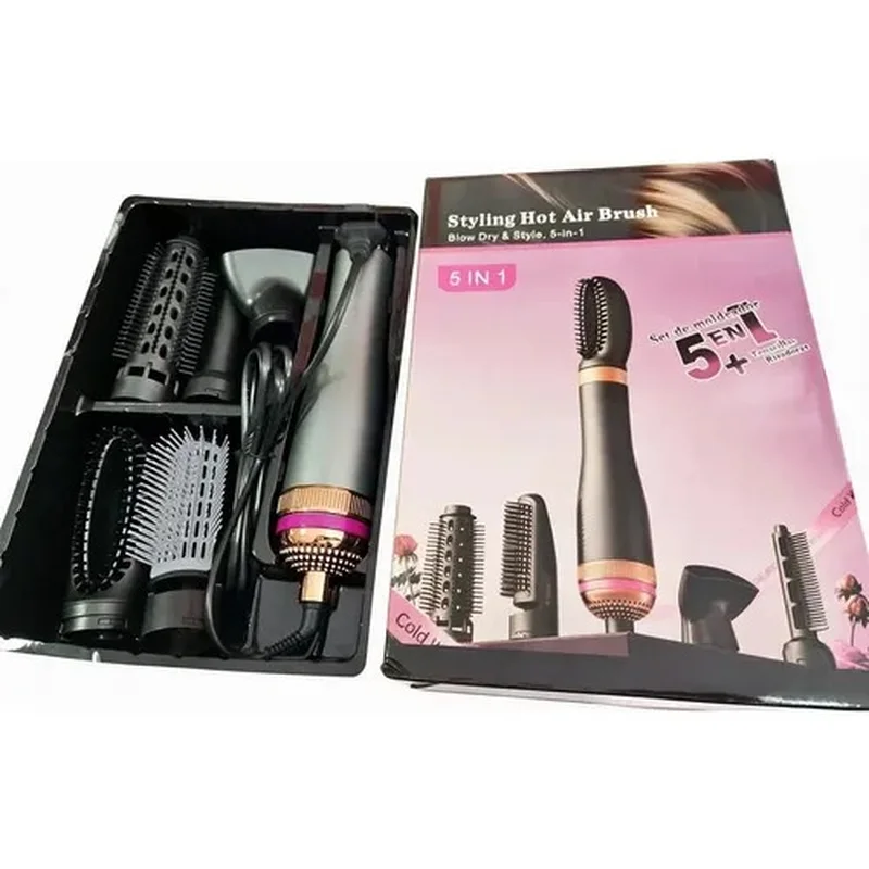 Set de cepillo secador con cinco accesorios en su caja