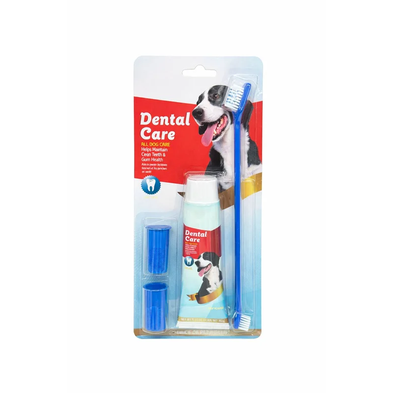 Kit de higiene dental para perros con pasta y cepillo en su blíster