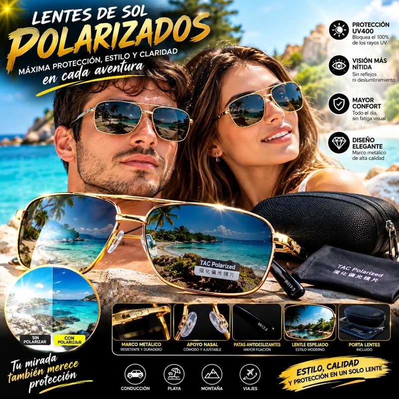 Lentes de sol polarizados estilo aviador