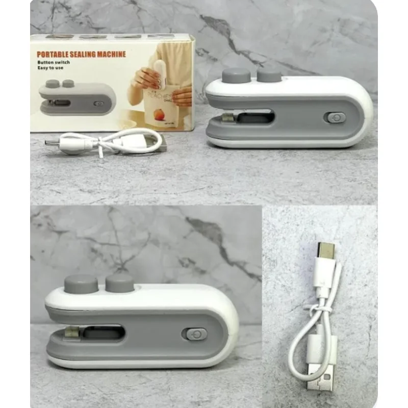 Mini selladora de bolsas blanca con cable USB