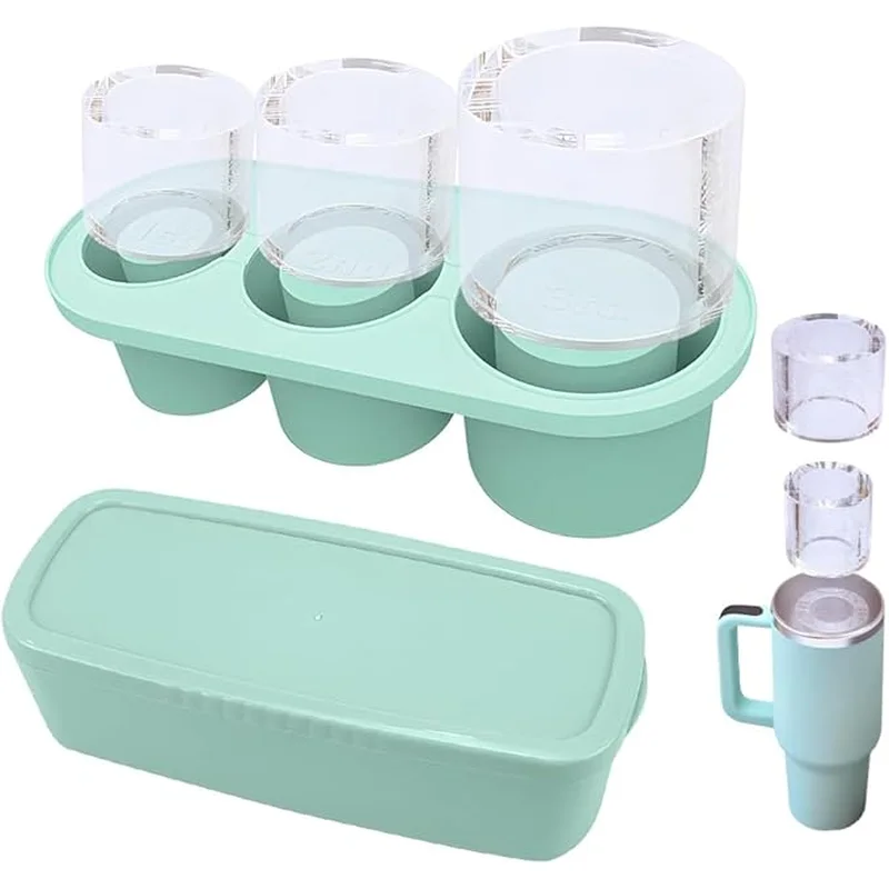 Molde celeste para hielos en forma de cilindro con tapa