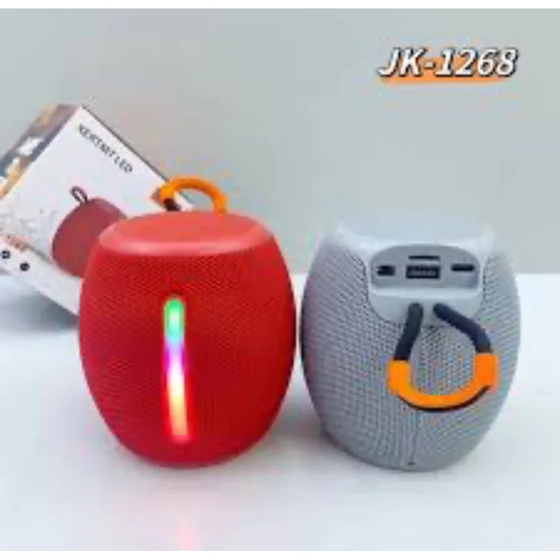 Parlantes bluetooth rojo y gris con luz LED