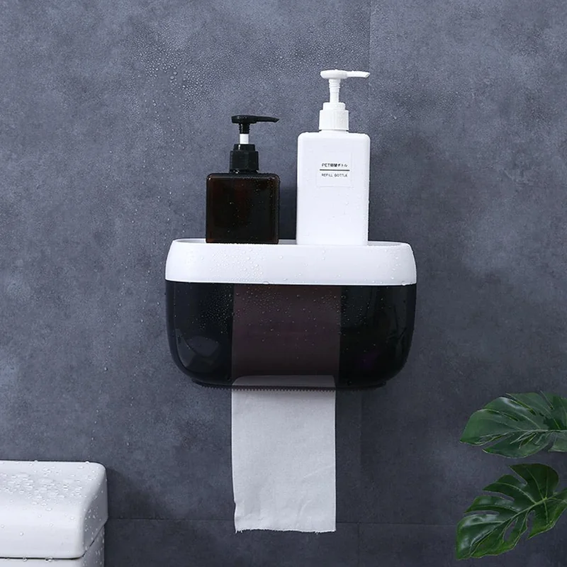 Porta papel higiénico de pared con estante superior