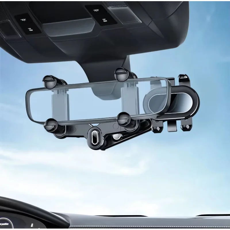 Soporte de celular colocado en el espejo retrovisor de un auto
