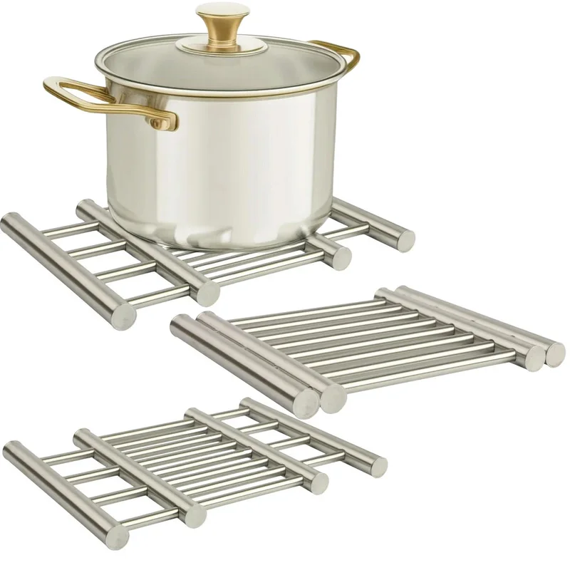 Soportes extensibles de acero inoxidable con una olla encima